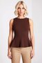 Women's Blouse Crew Neck Zero Sleeve Peplum Cut Knitted Textured Fitted Fit Waist Fitted Stylish - 5