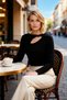 Women's Blouse Fitted Rib Knit Knitted Asymmetrical Window Ke Glittery Twisted Collar Long Sleeve Plain Stylish - 4