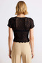 Women's Blouse Fitted Crew Neck Short Sleeve Lace Knitted Fabric Asymmetrical Cut Regular Length - 6