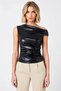 Women's Blouse Asymmetrical Collar Sleeveless Knitted Fitted Fit Side Ruched Regular Length Plain Pattern - 5