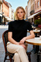 Women's Blouse Self-Foulard Collar Short Sleeve Knitwear Thin Plain Regular Fit Single Plate Woven - 4