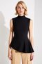Women's Blouse Mock Neck Sleeveless Asymmetrical Waist Woven Regular Cut Plain Patterned Modern Design - 5