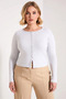 Women's Plus Size Blouse Crew Neck Long Sleeve Knitted Single Jersey Fabric Snap Fastener Cropped Fitted Fit Model - 5