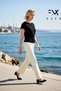 Women's Blouse Fitted Bodycon Boat Neck Low Sleeve Short Scuba Crepe Knitted Fabric Textured Regular Length - 3