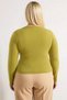 Women's Plus Size Blouse Mock Neck Long Sleeve Knitted Fabric Ruched Detail Fitted Fit Sandy Woven - 6