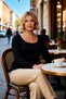 Women's Plus Size Blouse U-Neck Long Sleeve Fitted Fit Plain Pattern Knitted Fabric Regular Length - 4