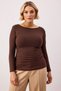 Women's Plus Size Blouse Boat Neck Long Sleeve Knitted Fabric Fitted Mold Ruched Detail Durable - 4