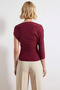 Women's Blouse Asymmetrical Collar Single Three-Quarter Sleeve Fitted Fit Knitted Fabric Accessory Detail Plain Pattern - 6