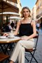 Women's Blouse Square Collar Spaghetti Strap Sleeveless a Lined Plain Pattern Regular Fit Back Buttoned D Woven Crepe - 4