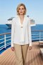 Women's Blouse with Scarf Collar, Long Sleeves with Cuffs, Standard Cut, Satin, Woven Plain Pattern, Regular Fit, Long Length