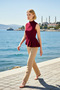 Women's Blouse Mock Neck Sleeveless Asymmetrical Waist Woven Regular Cut Plain Patterned Modern Design - 3