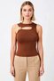 Women's Blouse Asymmetrical Collar Shoulder Cutout Detailed Sleeveless Fitted Knitwear Slim Plain Regular Length Top Stylish - 5