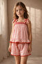 Girl's Floral Outburst Ribbon Shorts Pajama Set Pink