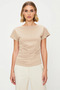 Women's Blouse Fitted Bodycon Boat Neck Low Sleeve Short Scuba Crepe Knitted Fabric Textured Regular Length - 5