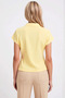 Women's Knitted Blouse Peter Pan collar Short Sleeve Buttoned Stretchy Plain Pattern Fitted Full Button Closure Combed Cotton - 6