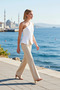 Women's Blouse Fitted Asymmetrical Collar Sleeveless Buttoned Scuba Crepe Knitted Fitted Regular Length Stylish - 3