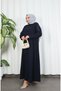 Printed Stone Detailed Plus Size Ferace Navy Blue Hnt1001 - 4