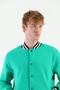 Green Skate Men's College Embroidered Jacket Bomber College Coat Elastic Waist College Jacket Coat - 6