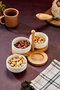 3-Piece 10 cm Porcelain Presentation Bowl with Bamboo Stands, Jam Bowl, Snack Bowl Ckr3935 - 3