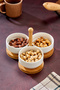 3-Piece 10 cm Porcelain Presentation Bowl with Bamboo Stands, Jam Bowl, Snack Bowl Ckr3935 - 2