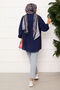 Button-Front Kimono Shirt Navy Blue - 5