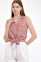 Shirt-Front Tie-Detail Sleeveless Shirt-1510 - 2