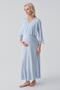 Long Sleeve Lace Piece Nursing Set with Stretchy Viscose Nursing Compartments Maternity Dressing Gown Nightgown Set - 4