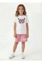 Round Neck Summer Print Detailed Capri Girls' Top and Bottom Set - 4