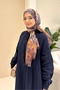 Sahra Half-Buttoned Muslin Dress - Navy Blue - 2