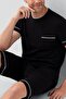 100% Cotton Pieces Piped Detail Short Sleeve Men's Bermuda Shorts Pajama Set Boxed - 3