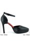 Julia Black Red Vegan Strappy Pointed Toe Thin Platform Heeled Shoes - 5