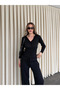 Black Lace Piece Double Knitwear Set - 2602 - 3