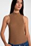 Camel Ribbed Sleeveless Sweater