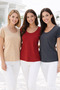 Women's Smoked - Burgundy - Beige 3-Pack 100% Cotton Short Sleeve T-Shirt - 3