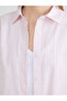 Xside Pink Striped Oversize Poplin Women's Shirt - 4