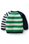 Cotton Knit Full Raglan Sleeve Pullover Striped Sweater Set Cap & Patch Detailing-Multicolor - 3