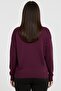 Women's V-Neck Front Glitter Detailed Plus Size Knitwear Blouse - 3