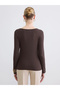 Lcw Everyday Brown Crew Neck Women's Bodysuit - 4