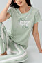 100% Cotton Piece Short Sleeve Women's Pajama Set Something Green - 2