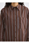Lcw modest brown striped poplin women's shirt tunic - 3