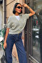 Gold Buttoned V-Neck Knitwear Green Cardigan - 6