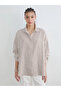 Lcw Vision Brown Striped Oversize Women's Shirt