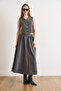 Women's Smoked Top Lined Vest Buttoned Bottom Flared Skirt Set Tkm-19000376 - 3