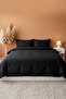 Elegant Black Satin Double 100% Cotton Pieces Duvet Cover Set - 4 Pieces