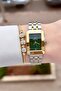 22 mm Women's Wristwatch and Bracelet with Green Dial, Gold Gray Color, Adjustable Strap - 2