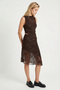 Flok Printed Asymmetrical Tulle Blouse Skirt Set Lcr0117 Brown - 2