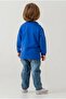 Baby Boy Navy Blue Polo Collar Printed Sweatshirt Jeans Pants Set - 3