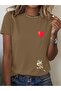 Women's Sparrow&Heart Printed Oversized T-Shirt Loose Fit