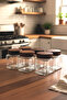 6-Piece Acacia Lid Labeled Square Glass Spice Jar Set - 3