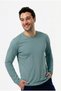 100% Organic Cotton Green Crew Neck Long Sleeve Men's T-Shirt